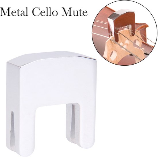 WK Metalen Demper voor Cello – 2-Tands Design – Voor 3/4 en 4/4 Cello’s – Geluidsdemping voor Oefeningen – Zinklegering – Stabiel & Duurzaam