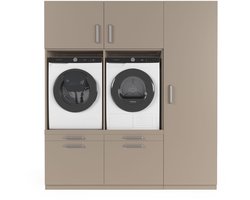 Wasophoogte® Wasmachine Kast Kyoto - Wasmachine verhoger - Wasmachine ombouw - 700(D)*1930(B)*2110(H) mm - Taupe