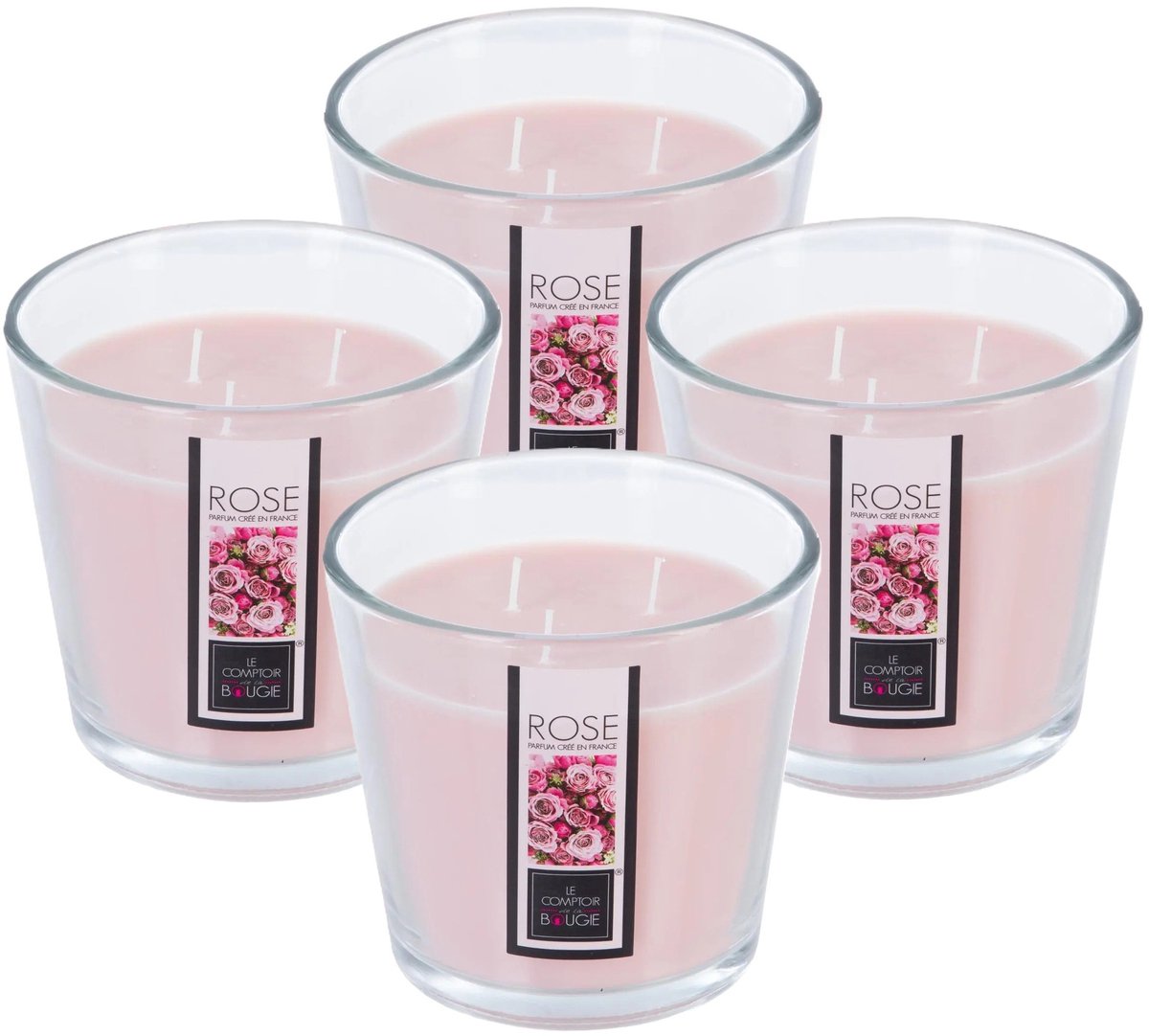 Atmosphera geurkaars - 4x - roos geur - 40 branduren - roze - in glas - aroma/geurkaars Lichtroze