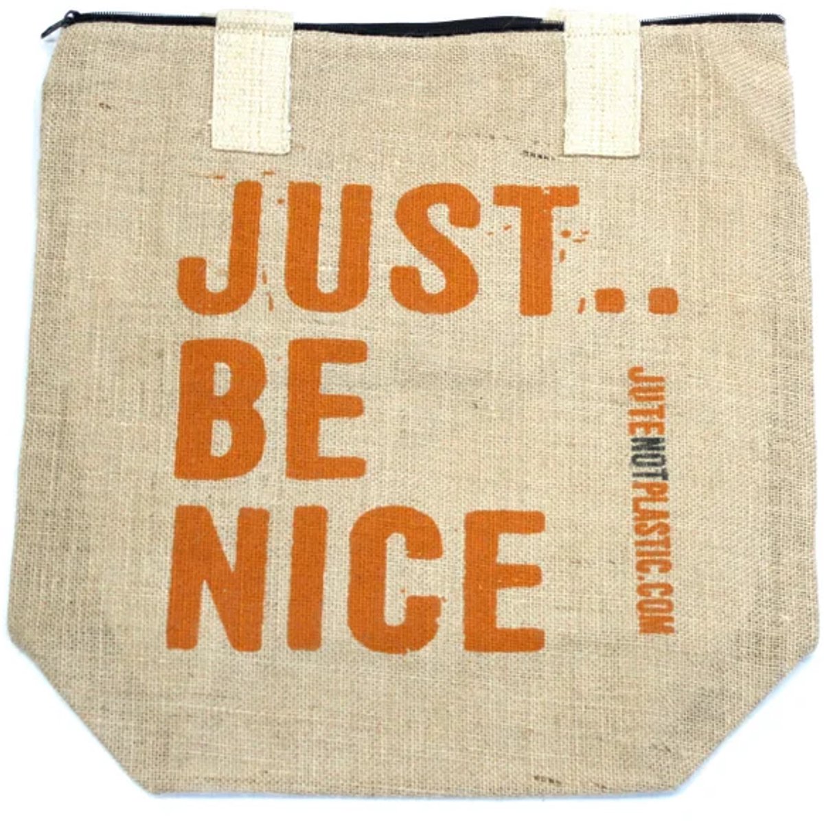 Jute tas - Just Be Nice - Oranje belettering