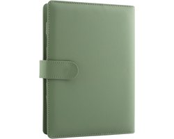 Allecto Plus - A5-ringband 6 gaten olijfgroen kunstleer navulbaar magnetische sluiting 100 vellen organizer voor kantoor en school