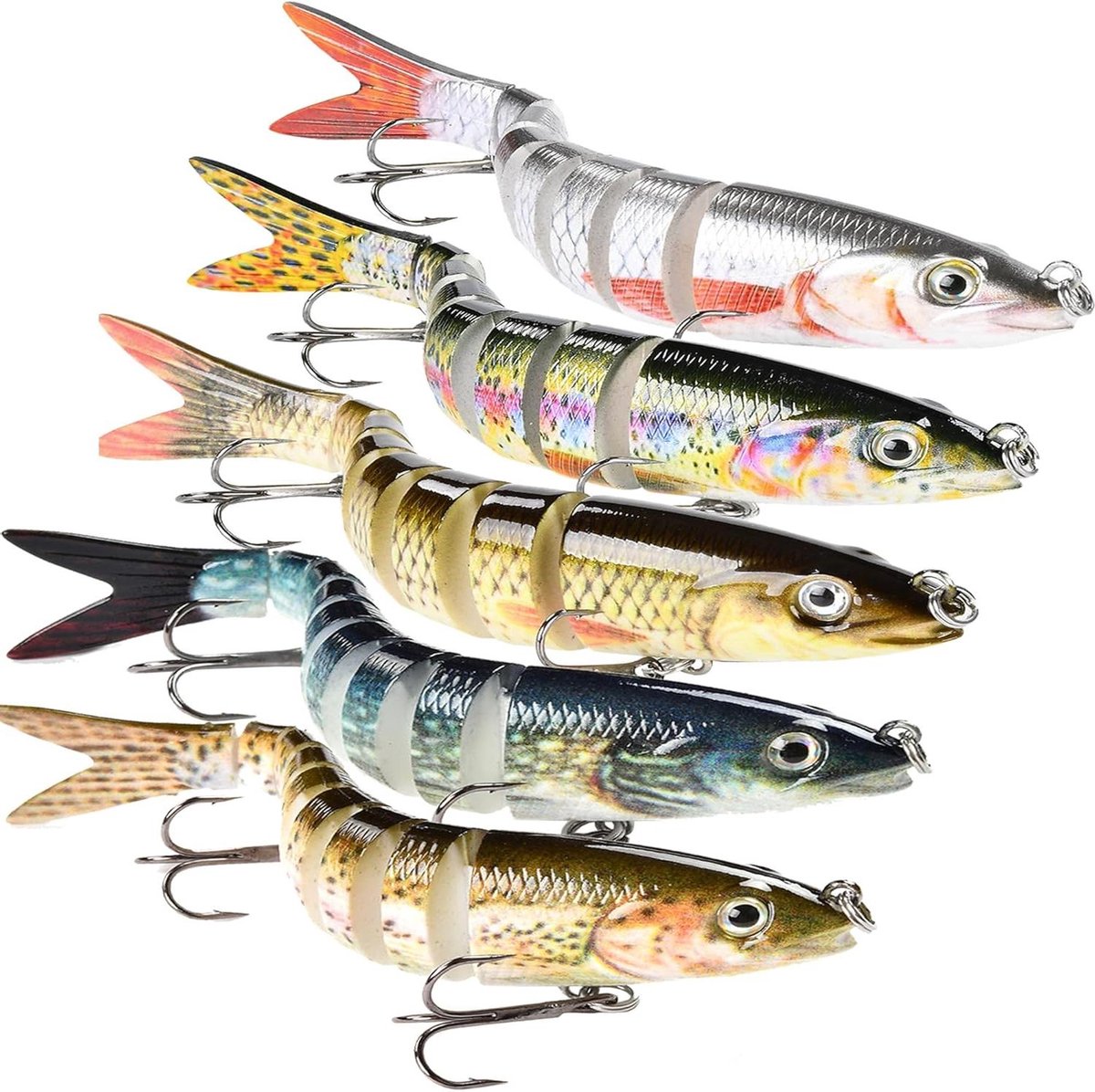 JGS Premium - Kunstaas Set 4 Stuks | Levensechte Swimbaits 10cm 13g | Vissen Lokken met Drillhaken | Zoutwater Zoetwater