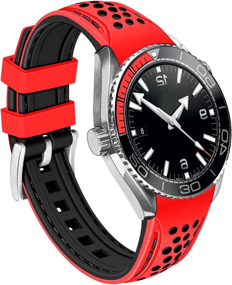 JGS Premium - Siliconen Horlogeband met Gebogen Uiteinden voor Moonswatch - Lichtgewicht Sportbandjes - Verschillende Kleuren - Heren Dames - 20mm 22mm.