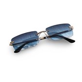 Randloze Zonnebril – Ultra-Klein Rechthoekig Blauw Frame voor Zonnebril Heren en Zonnebril Dames Zonnebrillen