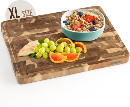Namture Snijplank Hout Acacia XL 40 x 30 cm – Extra Dik 2,5 cm – Premium Olie – Handgrepen – Sapgeul
