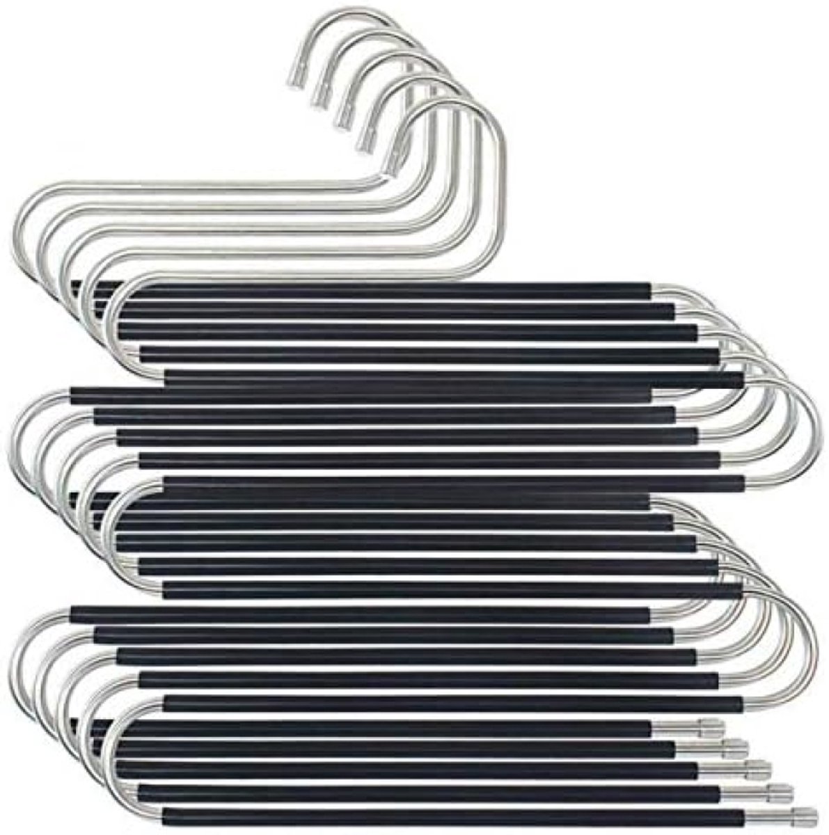Ruimtebesparende broekhangers, set van 6 stuks, antislip, roestvrij stalen constructie, geschikt voor jeans, broeken, sjaals en meer