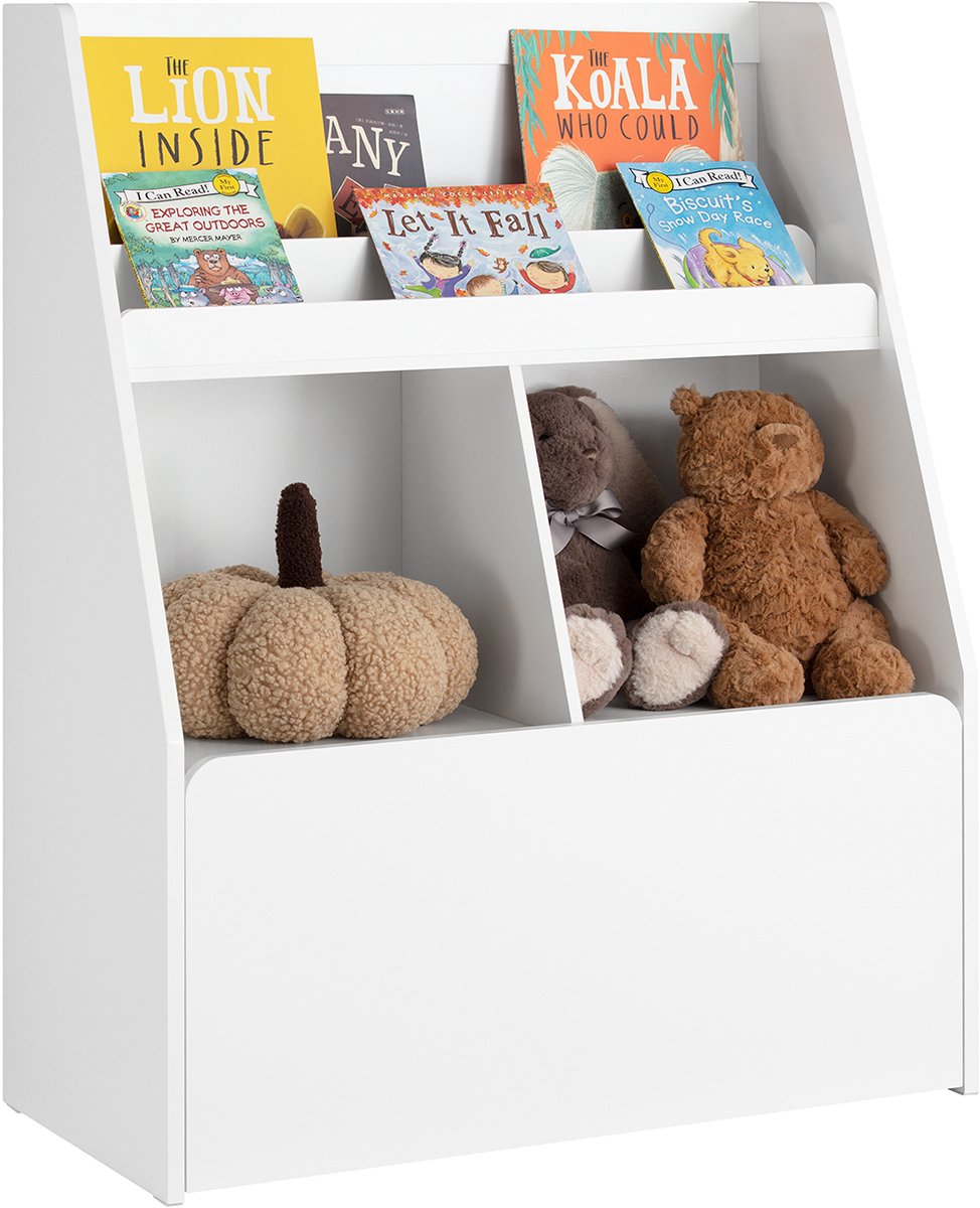 SoBuy KMB83-W Kinderboekenkast - Witte Opbergkast met Planken & Lade