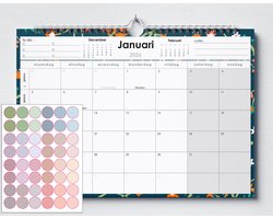 Kalender 2026 - (A4+) - 48 morandi stickers - Bloemen