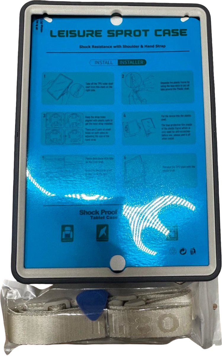 iPad 10.2 met stand en rotatie + halsband grijs