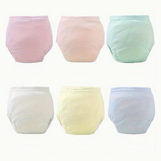 DW4Trading Culottes D'apprentissage Confortables en Coton Pour Tout-petits - Lot de 6 - Couleurs Pastel Pour L'apprentissage de La Propreté