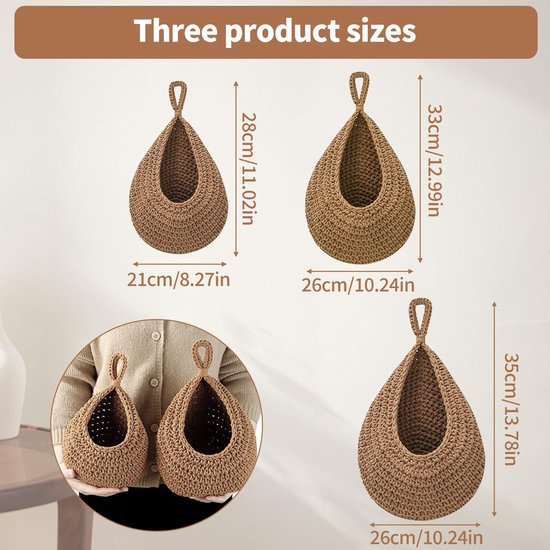 hangende geweven muur mand decor, Boho wandmanden 7 stuks/set