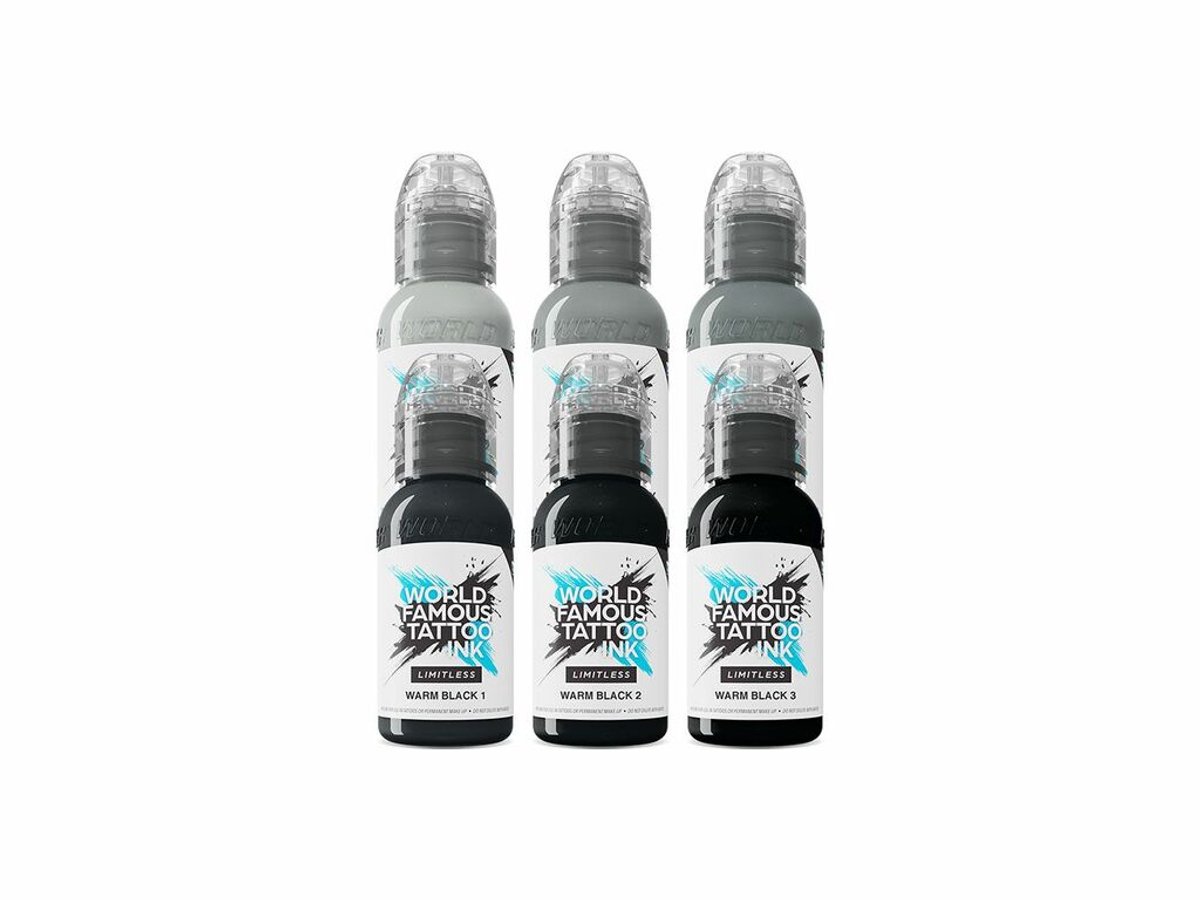 Shades of Grey set 6x30ml - World Famous Tattoo Ink - Limitless - 6 Kleuren set - 6 Colour tattoo ink set
