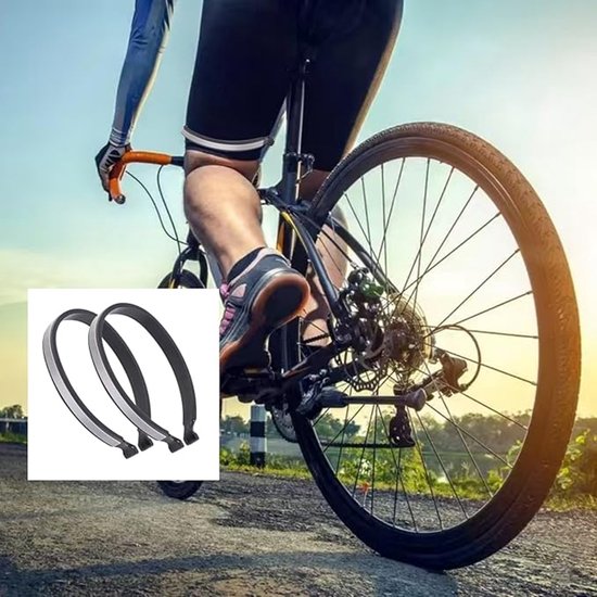 Broekklemmen - 2 Paar - Reflecterende Fietsbroekclip - Broekklem voor op de Fiets - Geschikt Voorkomt dat Wind, Stof en Insecten in de Broekspijpen Komen - Geschikt Voor Fietsen in het Donker, Wandelen - broekclips Groen & Grijs — afbeelding 2