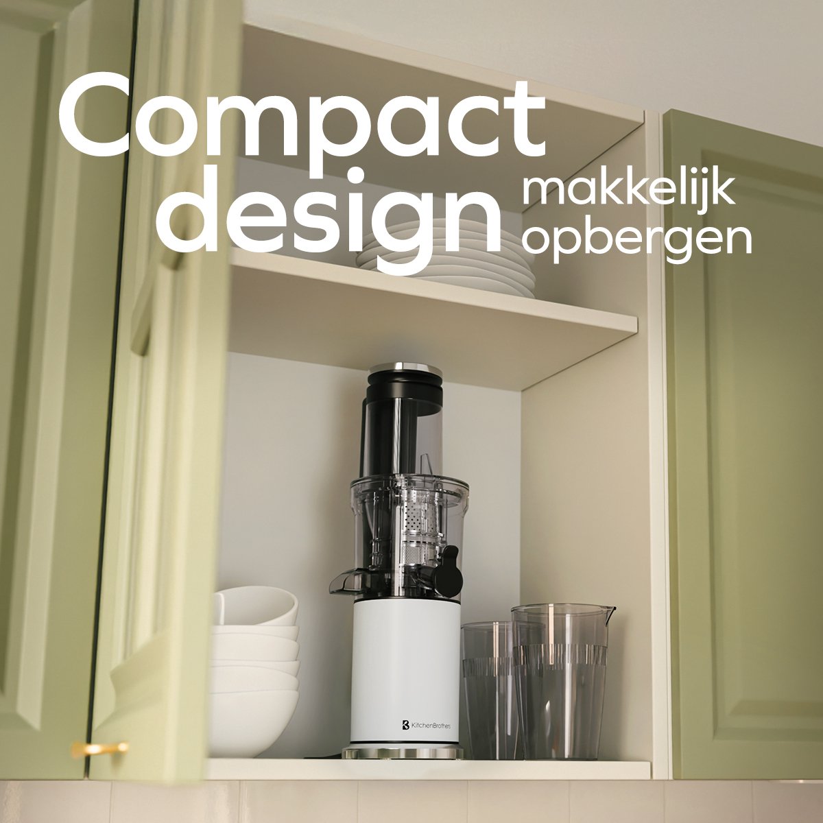 KitchenBrothers Slowjuicer - Sapcentrifuge - Verticaal - Juicer - Groenten en Fruitpers - 80 mm - 750 ml - Pearl White / Wit thumbnail 6