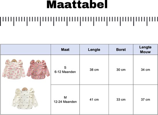 Joya Kids® Slabber Lange Mouwen Roze met Brede Opvangbak - Peuter Kliederschort met Pofmouwen - Verfschort - Schattig Baby Slabbertje Meisje / Schort - Mouwslab - Mouwslabber met Roze Bloemen - Maat M - 12 tot 24 Maanden Oud van Joy — afbeelding 5