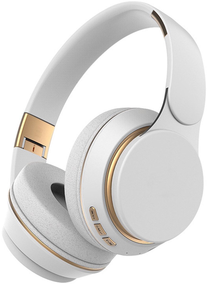 KINSI Draadloze Bluetooth Hoofdtelefoons - Opvouwbaar hoofdtelefoon met Krachtige Bass & Stereo Geluid,wit