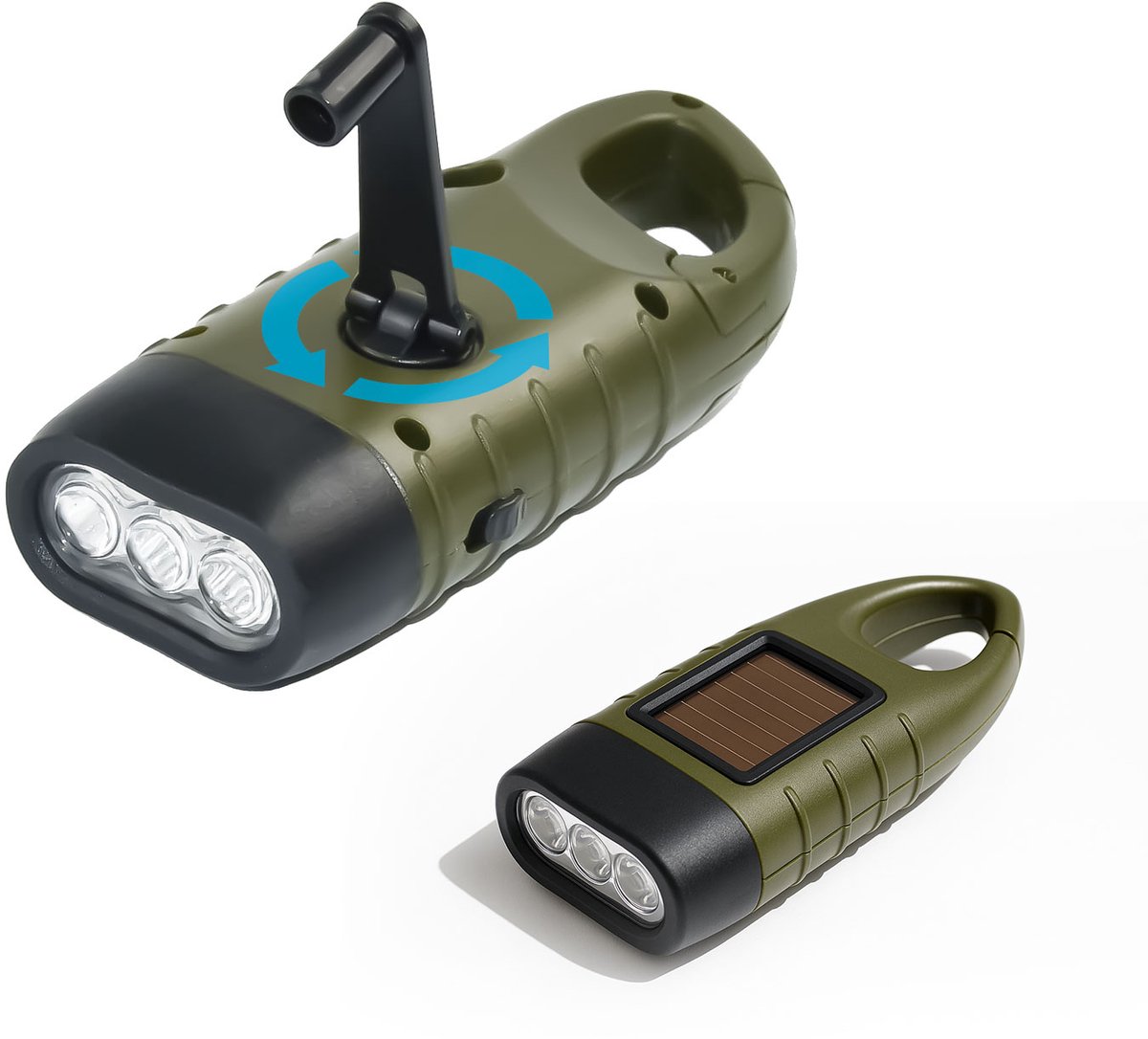 FlinQ Opwindbare Zaklamp - LED Knijpkat met Dynamo Opwindbaar - Oplaadbare Batterij door Handmatig Opwinden - Waterdichte Noodverlichting voor een Noodpakket - Geen Batterijen Nodig