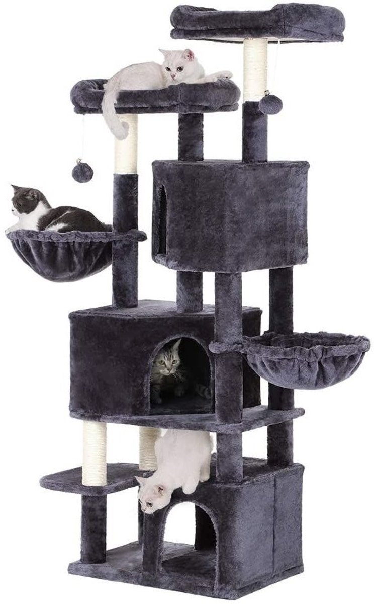 Hoppa! Kattenboom groot, met 3 kattengrotten - Rookgrijs thumbnail 3