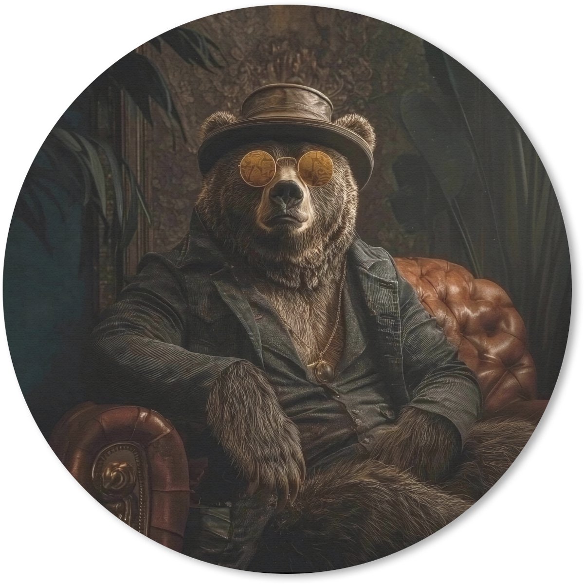 Muismat rond 20x20 cm - Mousepad Beer - Bruin - Pak - Hoed - Ronde muismatten