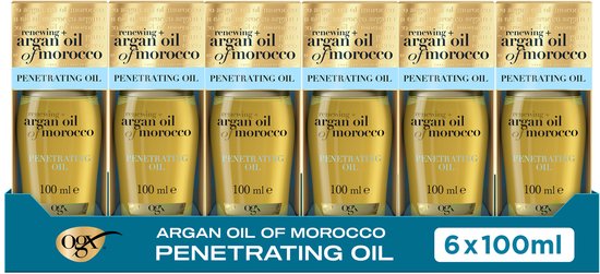 OGX Argan Oil of Morocco Haarolie, Doordringende Olie met Marokkaanse Arganolie, Beschermt tegen Hitte & UV, Herstel & Glans voor Alle Haartypes, 3x100 ml
