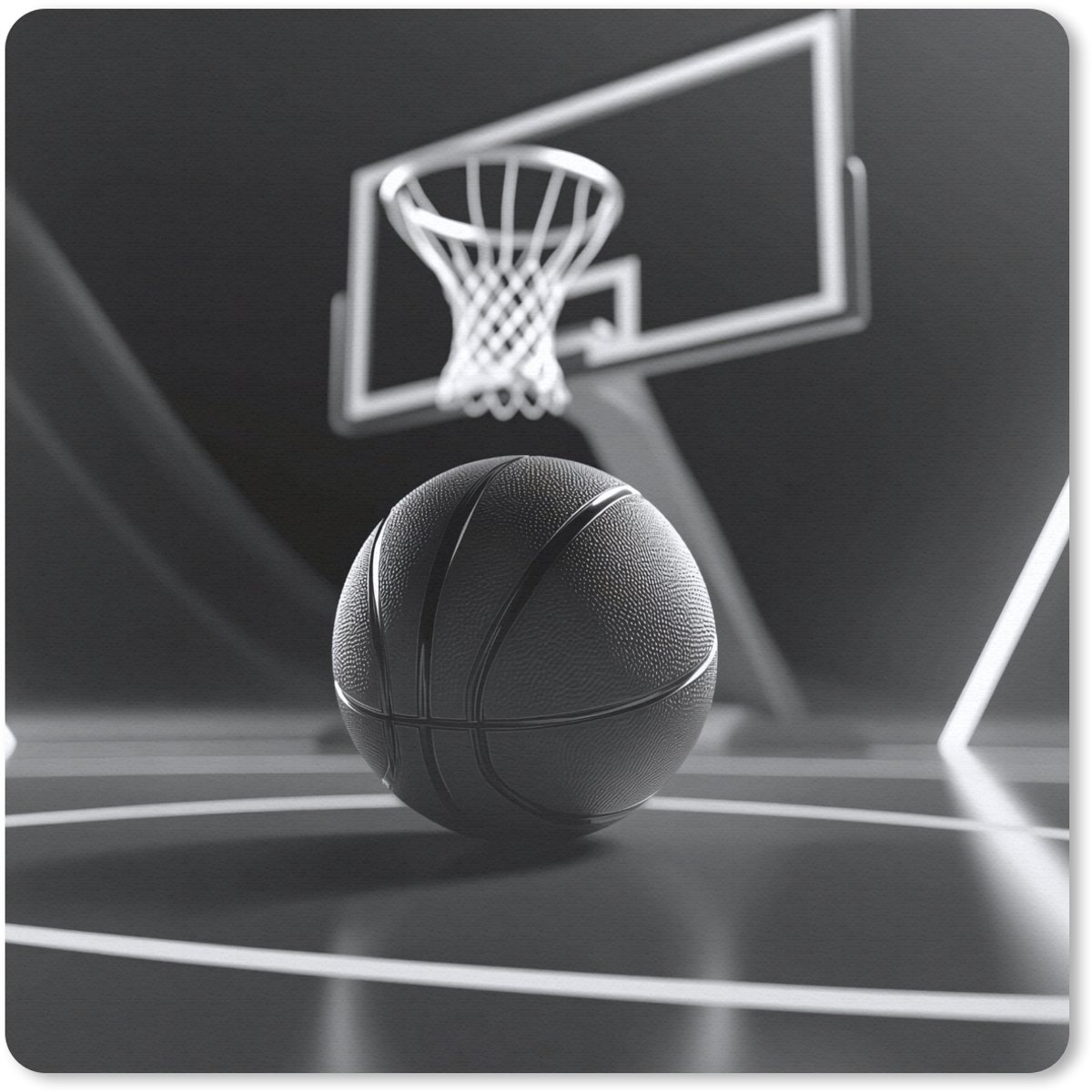 Muismat 20x20 cm - Mousepad Basketbal - Basketbalveld - Lichtlijnen - Muismatten