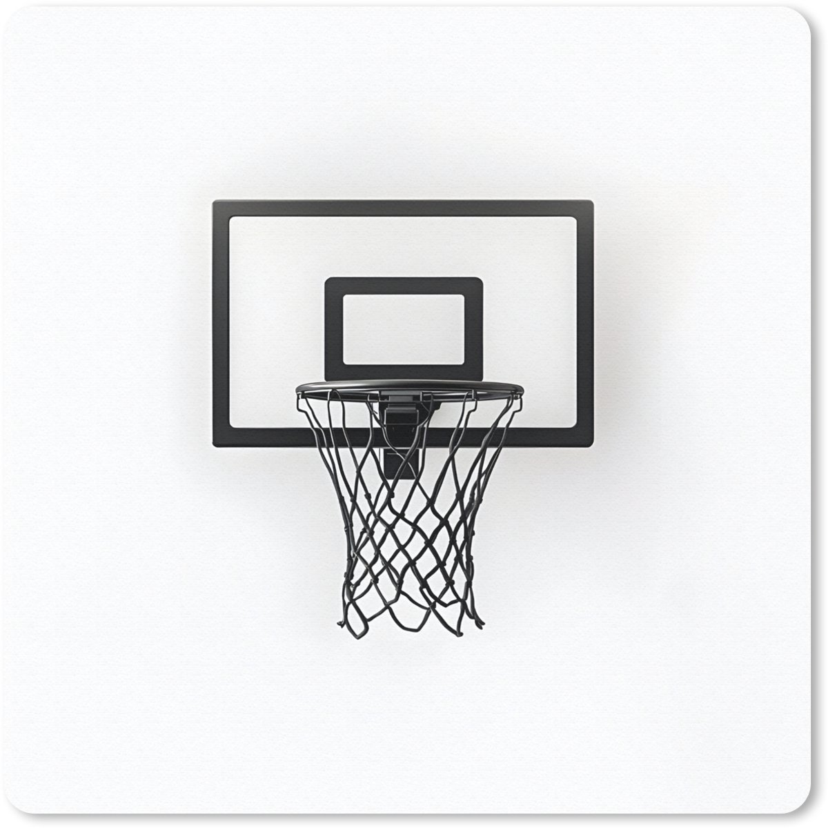 Muismat 20x20 cm - Mousepad Basketbalbord - Minimalistisch - Zwart - Muismatten
