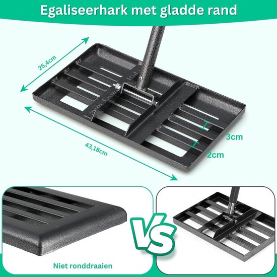 DailySupplies® Gazonrakel - Gazonhark - Nivelleringhark - Zwart van DailySupplies® — afbeelding 4