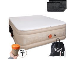 FLOAT CloudSpring - 2 Persoons luchtbed met (5 cm) Foam Topper - <3 min snel opgeblazen - Inclusief 2 opbergzakken, draagtas en reparatiekit - 203x152x46 cm - Zelfopblazend Twee persoons luchtmatras - Ingebouwde elektrische pomp - Stevig Logeerbed