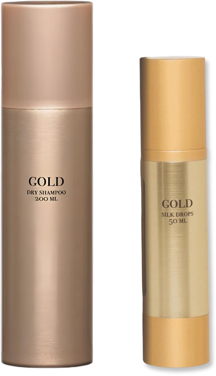 /// Gold Silk Drop – Luxe Verzorging voor je Haar 100ml & GOLD Professional Haircare Dry Shampoo 200 ml///