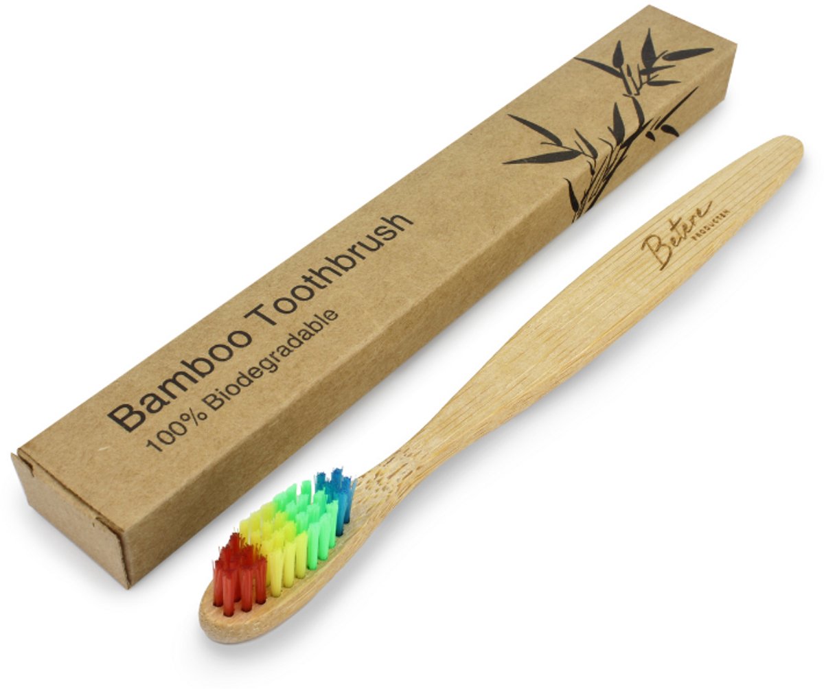 Goedkoopste Betere Producten Bamboe tandenborstel voor volwassenen regenboog 1 Stuks