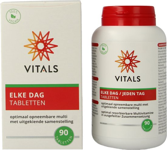 Vitals Elke Dag - 90 tabletten - multivitamine. Optimaal opneembare multi met een uitgekiende samenstelling.