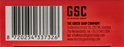 Zijkant verpakking met GSC logo, adres en website van The Green Soap Company. Streepjescode.