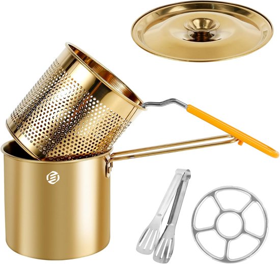 Mini Friteuse En Acier Inoxydable 3.5L Avec Panier – Marmite à Frire Compacte, Économique En Huile, Idéale Pour Frites, Poulet, Beignets