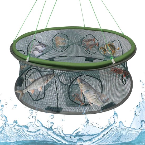Filet de pêche rond, filet de pêche à crevettes pliable portable, filet de pêche en nylon pour petits crabes, écrevisses et écrevisses