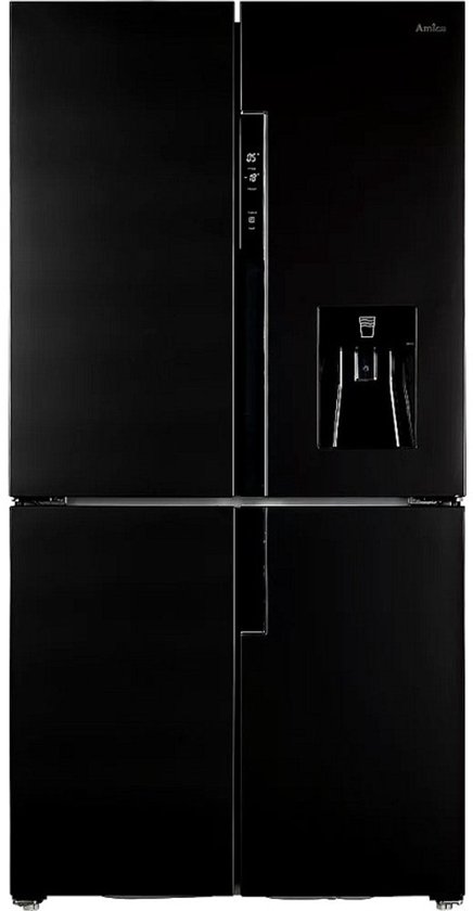 Amica AFN9561DXN - Amerikaanse Koelkast met 4 deuren - NoFrost - Waterdispenser met reservoir- 560 L - 183 cm H - Black RVS