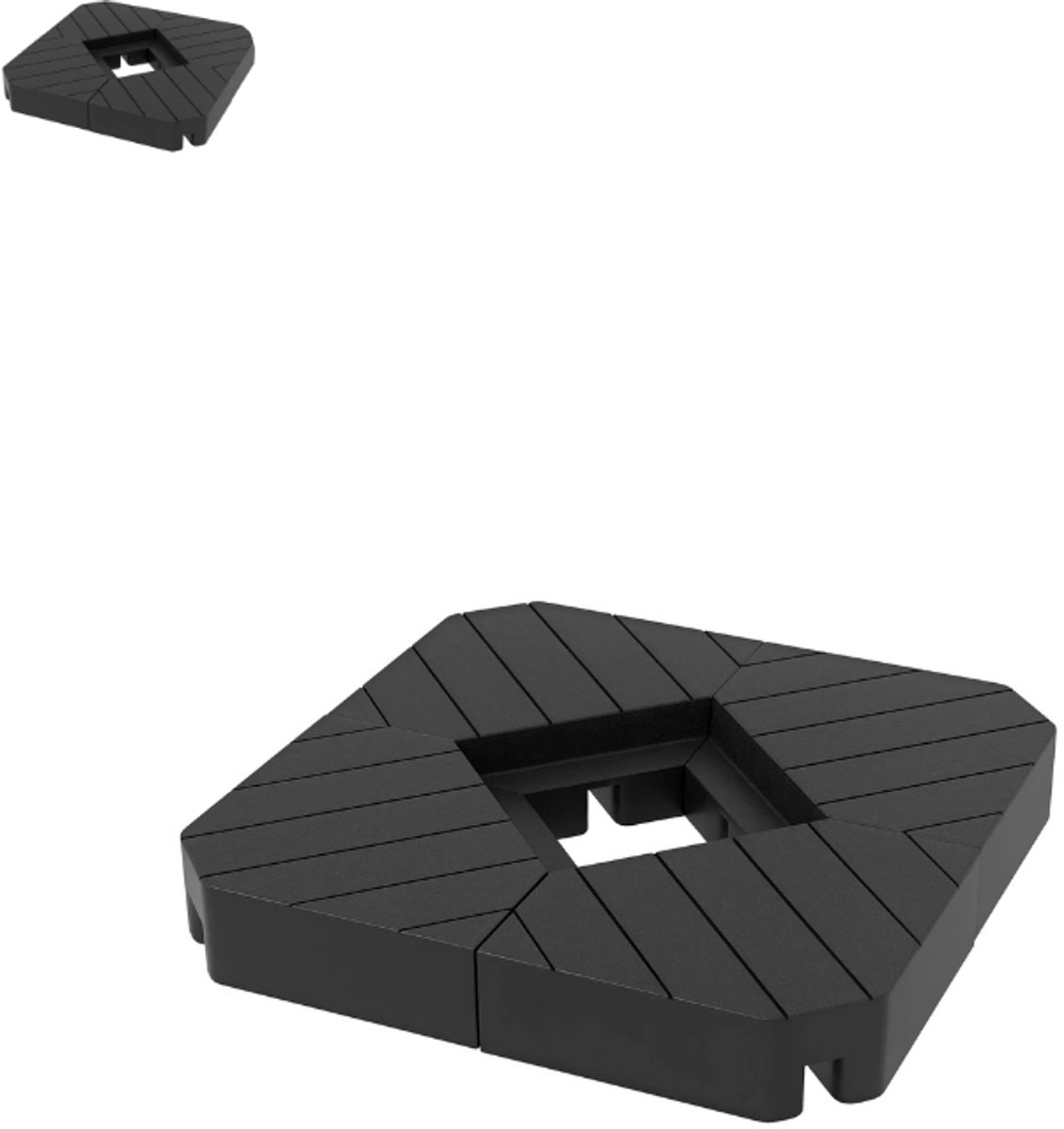 Parasoltegels – Vulbare Parasoltegels - Voor kruisvoet– Inhoud 25L – 4 stuks voor zweefparasol - Zwart