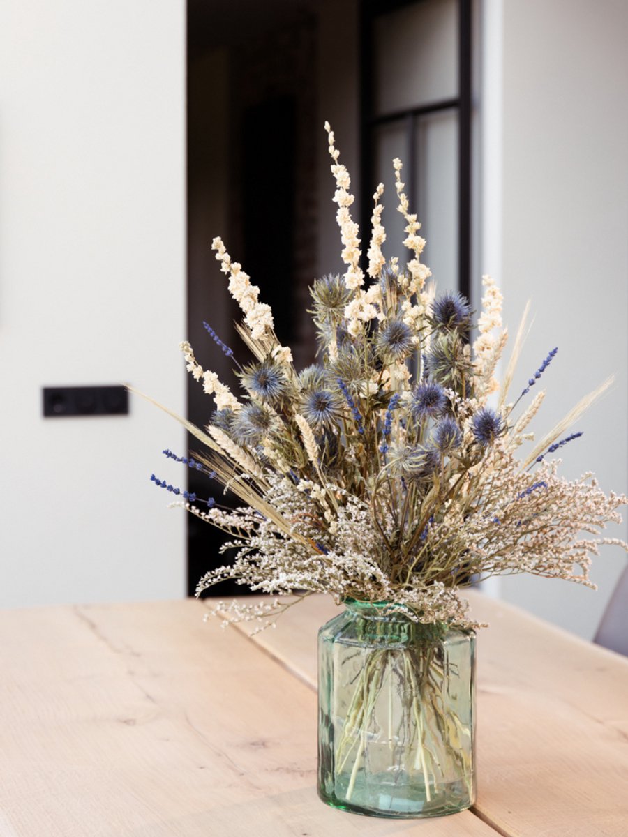 Droogbloemen boeket "Green Forrest" | Exclusief vaas | 60cm | Chique en Luxe | Een boeket dat jouw interieur een chique uitstraling geeft
