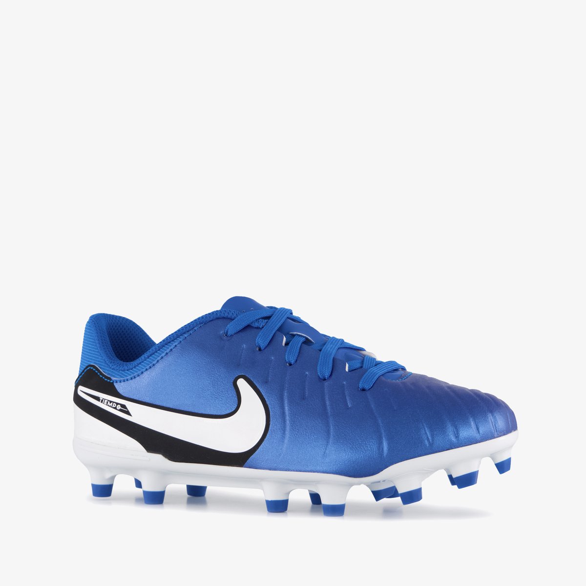 Nike Legend 10 Academy FG/MG Junior voetbalschoenen in blauw met witte en zwarte accenten, maat 35.5.