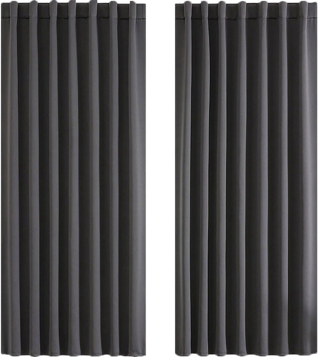 JGS Premium - Korte gordijnen lusgordijn 2 stuks H 137 x B 117 cm grijze verduisteringsgordijnen voor slaapkamer en keuken Any