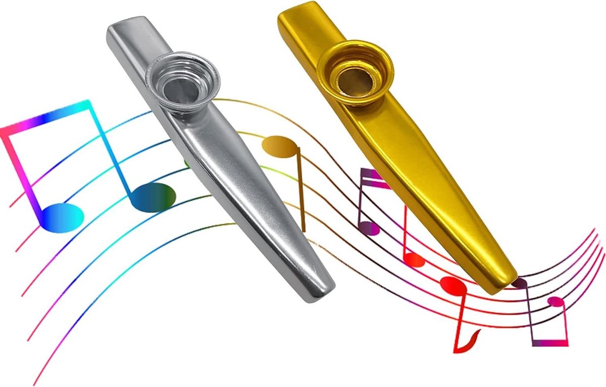 JGS Premium - Kazoo Instrument Voor Kinderen - Set van 2 Metalen Kazoo's - Muziekinstrument voor Ukelele, Viool en Pianotoetsenbord - Metgezel voor Muziekliefhebbers - Feestcadeau