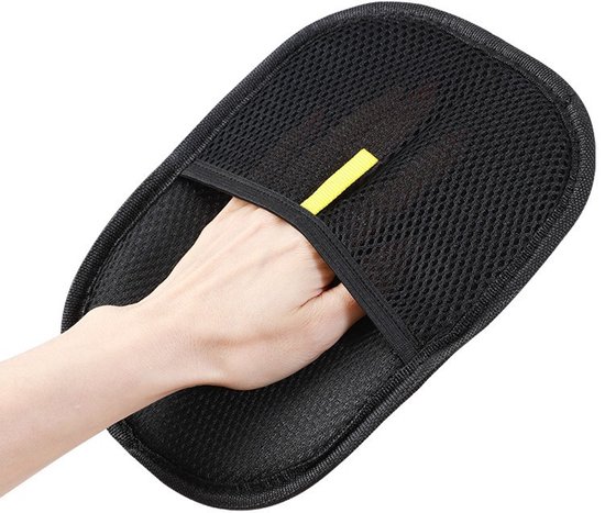 Huisdierhaar verwijderaar handschoen - Zwart - Set van 2 - Voor meubels, auto en kleding - Herbruikbaar