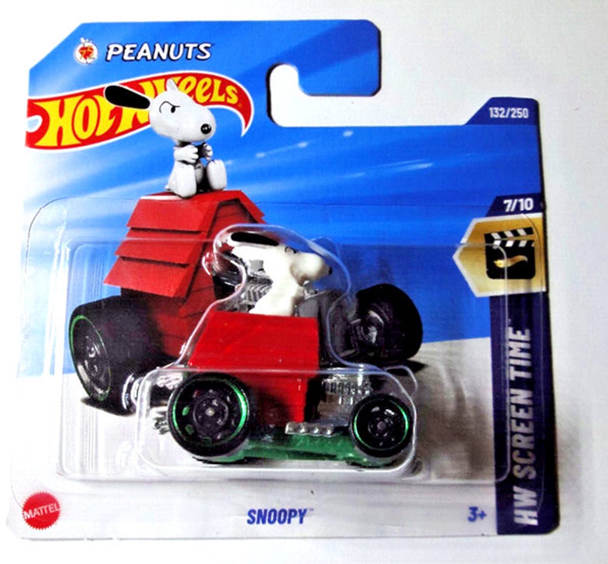 HOT WHEELS SNOOPY PEANUTS GREEN/RED 132/250 HW SCREEN TIME 7/10 SHORT CARD 1:64