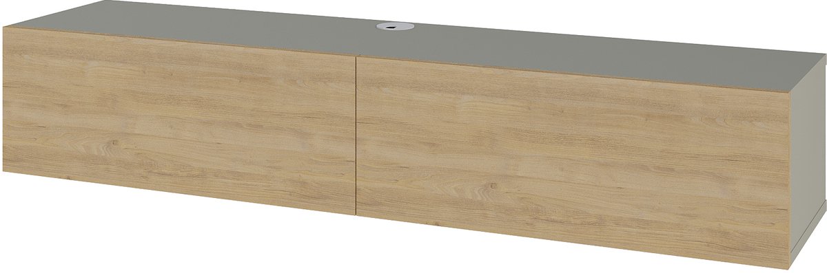 Hocus Picus Zwevend TV Meubel - Ash Groen/Eiken - 135x32x25 cm