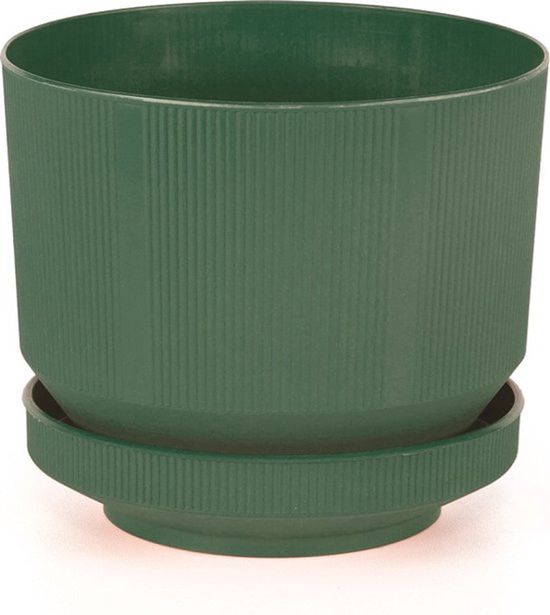3 groene luxe sierpotten met schaal 6L bloempotten donker groen 23x19cm