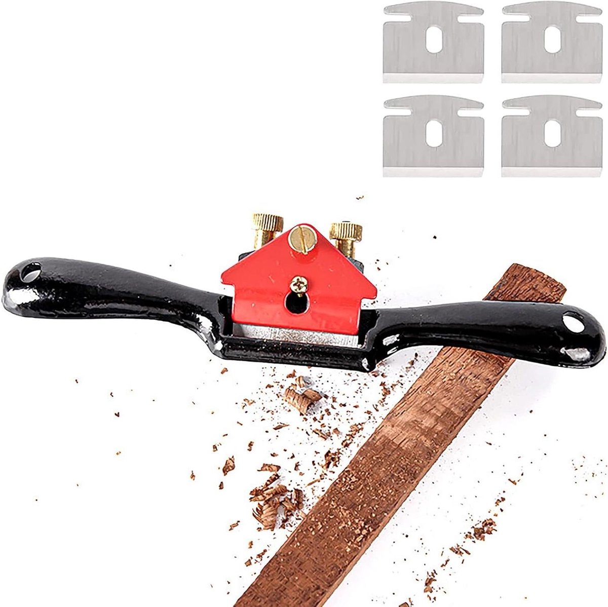 JGS Premium - Handmatige kantenschaaf voor houtbewerking, verstelbare handrandborstel met 4 messen (210 mm)