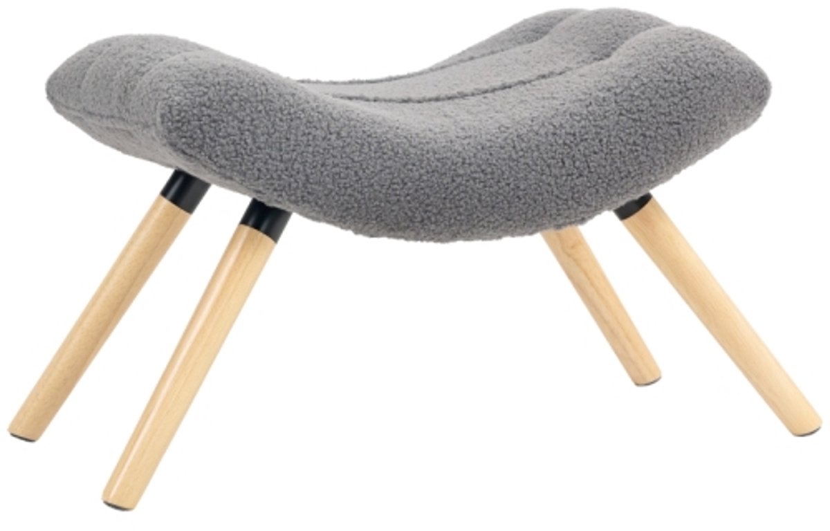 HOMCOM Voetenbank met Berber Fleece Stof, Gestoffeerde Kruk, Draagvermogen tot 120 kg, voor Woonkamer, Slaapkamer, 67 x 45 x 38 cm, Donkergrijs