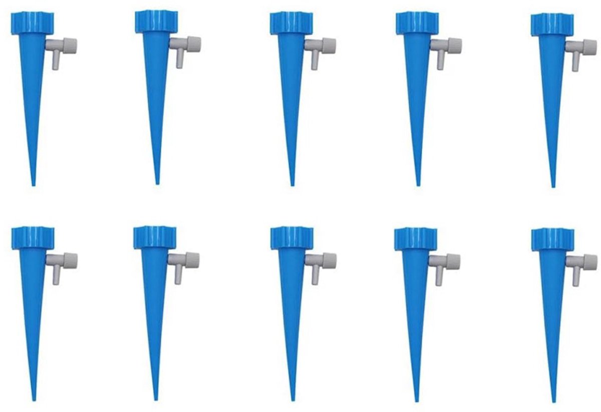 10-stuks Automatische watergeefinrichting voor planten - Automatische watergeefpinnen - Zelfbewaterende pinnen - Geschikt voor potplanten, binnenbeplanting, tuinplanten, hangmanden, bloempotten - Blauw