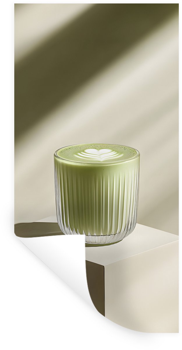 Muurstickers - Sticker Folie - Matcha - Glas - Groen - Minimalistisch - 40x80 cm - Plakfol