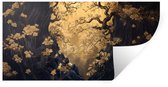 Muurstickers - Sticker Folie - Bloemen - Takken - Goud - Sierlijk - 120x60 cm - Plakfolie - Muurstickers Kinderkamer - Zelfklevend Behang - Zelfklevend behangpapier - Stickerfolie