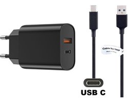 OneOne 20W snellader met 2 poorten + 2,5m sterke USB C kabel. PD lader. Oplader adapter past op Kobo (Rakuten) eReader Elipsa, Elipsa 2E, Sage, Libra 2, Libra Colour, Clara 2E, Clara Colour, Clara BW - Kindle (Amazon) Scribe